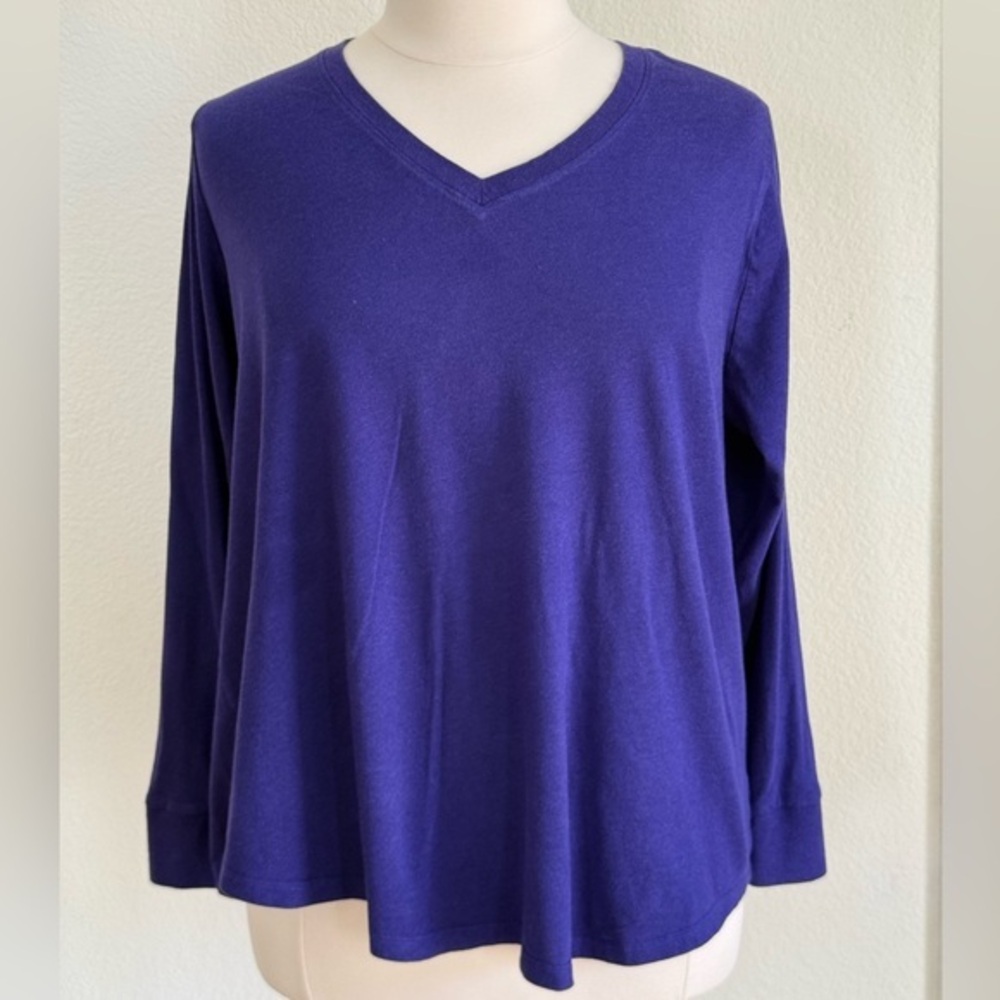 Terra & Sky Women's Long Sleeve Top Deep Purple 2X (20/22)
